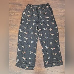 Stunt Collections black floral 100% silk pants Size L #loungewear #silk
